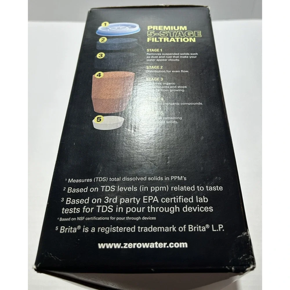 ZeroWater 30 Cup 5 Stage Water Filtration System Dispenser Water Meter & Filter